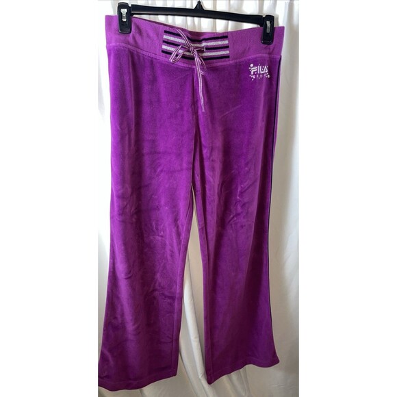 Fila Pants - Fila Sport Women’s Purple Velour Track Pants Size L Y2K Retro